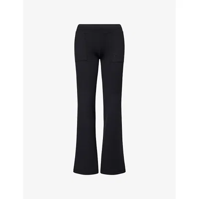 Juicy Couture Womens Black Farrah Flared-leg Stretch-woven Leggings Xl