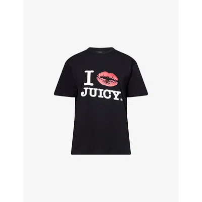 Juicy Couture Womens I Kiss Round-neck Cotton-jersey T-shirt Black Xxs