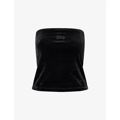 Juicy Couture Womens  X Disney Babey Strapless Stretch-woven Top In Black