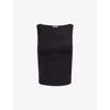 Juicy Couture Womens Black Mia Boatneck Sleeveless Stretch-woven Top Xs In Black
