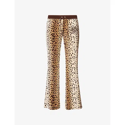 Juicy Couture Womens Cheetah Crest Caisa Woven Jogging Bottoms In Brown