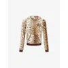 Juicy Couture Womens Cheetah Crest Heritage Robyn Woven Hoodie Xs In Animal Print