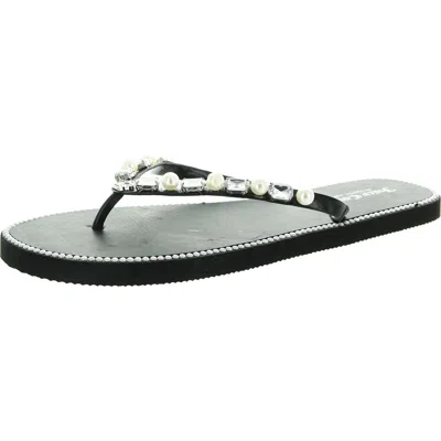 Juicy Couture Womens Ebellished Slip On Thong Sandals In Black