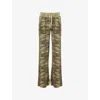 Juicy Couture Womens Green Camo Harrisburg Camo Low-rise Cotton-blend Jogging Bottoms Xs In Green