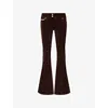 Juicy Couture Womens Java Flared Velour Stretch-denim Jeans In Brown