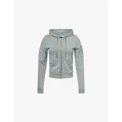 Juicy Couture Womens Duck Green Badwater Regular-fit Cotton-blend Hoodie In Gray