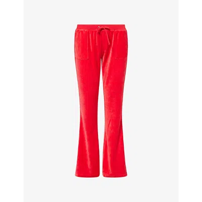 Juicy Couture Womens Toreador Caisa Logo-embroidered Velour Jogging Bottoms Xl In Red