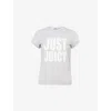 Juicy Couture Womens Silver Marl Hilton Just-juicy-print Stretch-cotton T-shirt Xl In Gray