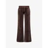 Juicy Couture Womens Java Layla Velvet Straight-leg Mid-rise Stretch-woven Jogging Bottoms In Brown