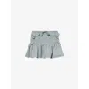 Juicy Couture Womens Duck Green Linnie Ruffled Cotton-blend Mini Skirt Xl In Blue