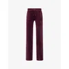 Juicy Couture Womens Wine Logo-embroidered Straight-leg Velour Trousers In Purple