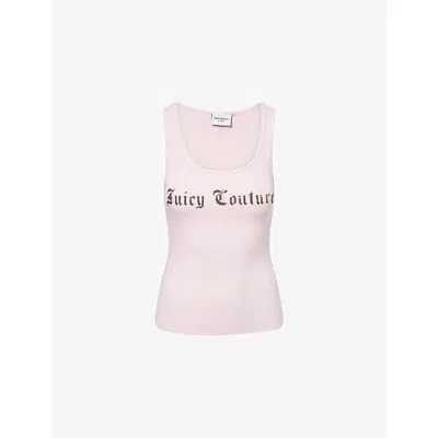 Juicy Couture Womens Cherry Blossom Longline Ribbed Stretch-cotton Vest Top In Pink
