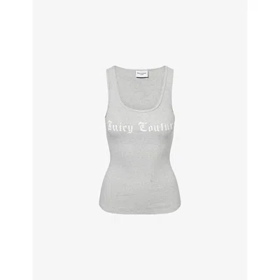Juicy Couture Womens Silver Marl Longline Ribbed Stretch-cotton Vest Top