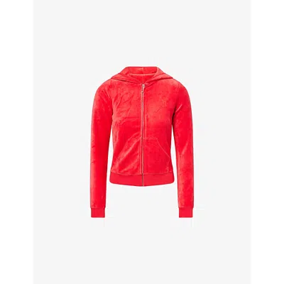Juicy Couture Womens Toreador Robyn Zip-front Velour Hoody Xl In Pink