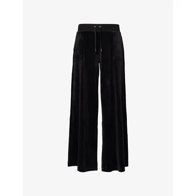 Juicy Couture Womens Black Yuka Wide-leg Stretch-woven Jogging Bottoms