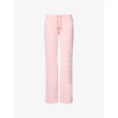 Juicy Couture Womens Juicy Pink Christine Velour Low-rise Stretch-woven Jogging Bottoms