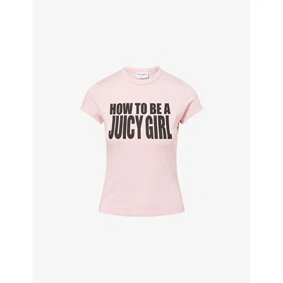 Juicy Couture Womens Juicy Pink Graphic-print Cotton T-shirt