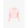 Juicy Couture Womens Juicy Pink Iccle Diamante Cropped Stretch-woven Hoodie In Pink