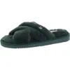 Juicy Couture Womens Logo Faux Fur Slide Sandals In Green