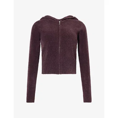 Juicy Couture Womens Maya Chenille Knit Hoody Winetasting In Burgundy