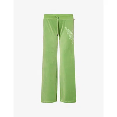 Juicy Couture Womens  X Disney Tink Straight-leg Stretch-woven Jogging Bottoms In Green