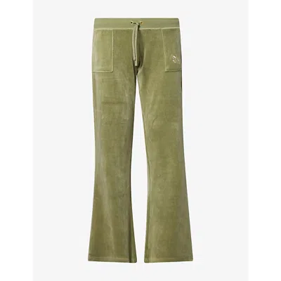 Juicy Couture Womens Rebelle Caisa Velour Jogging Bottoms Oil Green Xs