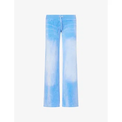 Juicy Couture Womens Regatta Embroidered-logo Straight-leg Cotton-blend Jogging Bottoms In Blue