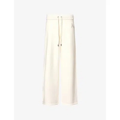 Juicy Couture Womens Sugar Swizzle Crystal-embellished Wide-leg Knit Jogging Bottoms Xs In White