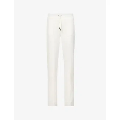 Juicy Couture Womens Sugar Swizzle Logo-embroidered Straight-leg High-rise Velour Trousers Xl In White