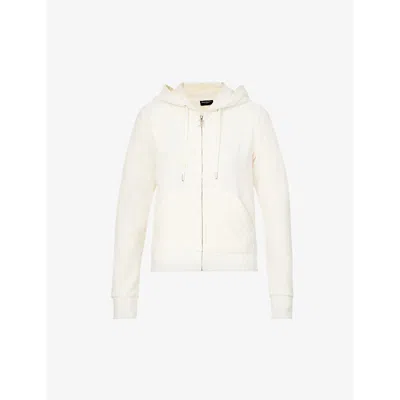 Juicy Couture Womens Sugar Swizzle Regular-fit Logo-embroidered Velour Hoody Xl In Neutral