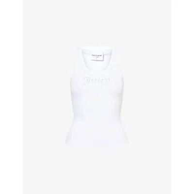 Juicy Couture Womens Racer Ribbed Stretch-cotton Vest White