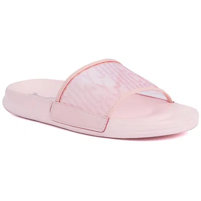 Juicy Couture Wryter Womens Solid Canvas Slide Sandals In Blush