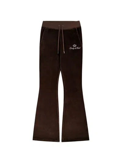 Juicy Couture X S&r Crystal-embellished Flared Trousers In Brown