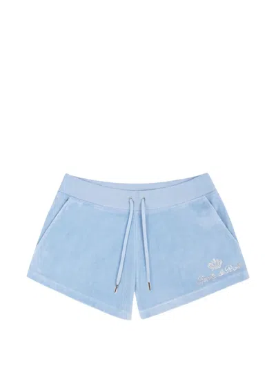 Juicy Couture X S&r Crystal-embellished Mini Shorts In Blue