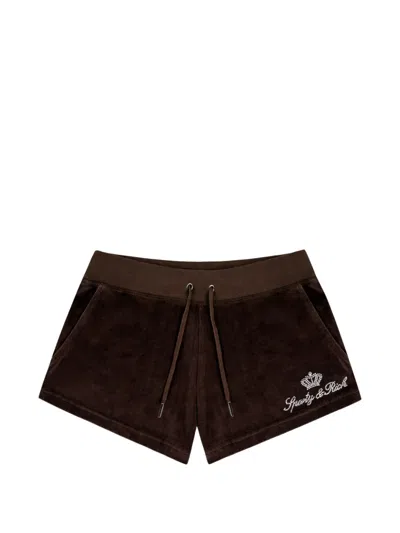 Juicy Couture X S&r Crystal-embellished Mini Shorts In Brown