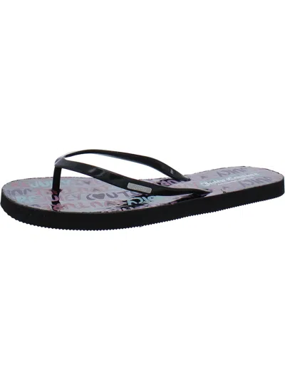 JUICY COUTURE ZAMIA WOMENS PATENT SLIP-ON FLIP-FLOPS