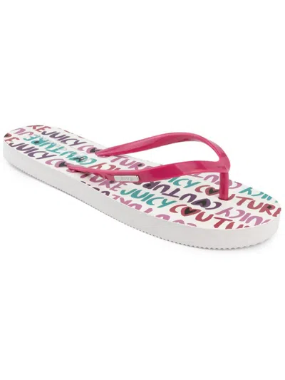 Juicy Couture Zamia Womens Printed Slip On Flip-flops In Pink