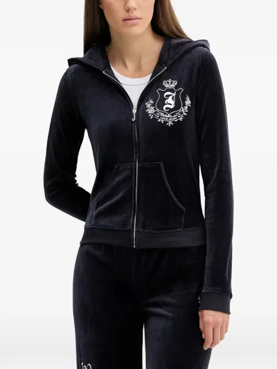 Juicy Couture Zip-fastening Embroidered-detail Hoodie In Black
