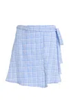 Juillet Swimwear Exclusive Gingham Mini Wrap Skirt In Blue