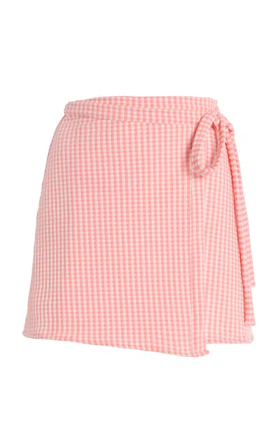 Juillet Swimwear Gingham Wrap Skirt In Pink