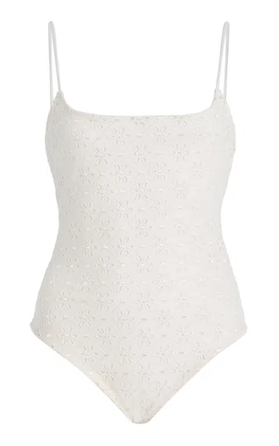 Juillet Swimwear Imey Broderie Anglaise One-piece Swimsuit In White