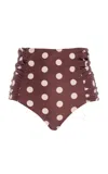 Juillet Swimwear Luisa Ruched High-waisted Bikini Bottom In Brown
