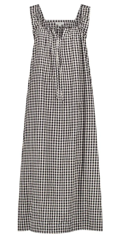 Juillet The Sienna Midi Dress Tuxedo Plaid In Black