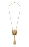 Juju Vera Exclusive Riviera Petra Tasseled Brass Necklace In Ivory