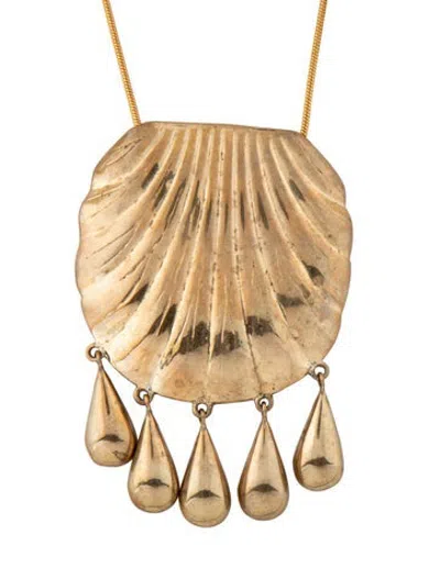 Pre-owned Juju Vera Petra Shell Pendant Necklace, 4" In Multicolor