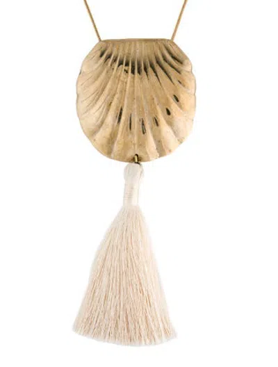 Pre-owned Juju Vera Thread Riviera Petra Tassel Shell Pendant Necklace, 30.25" In Multicolor