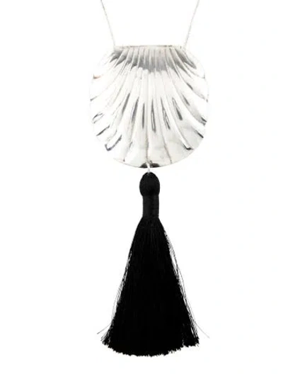 Pre-owned Juju Vera Thread Tassel Shell Pendant Necklace, 31" In Multi