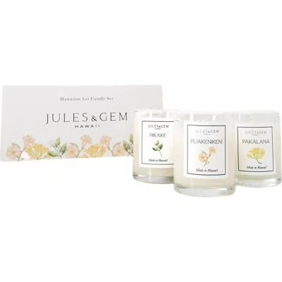 Jules & Gem Hawaii Hawaiian Lei Set Of 3 Candles In White