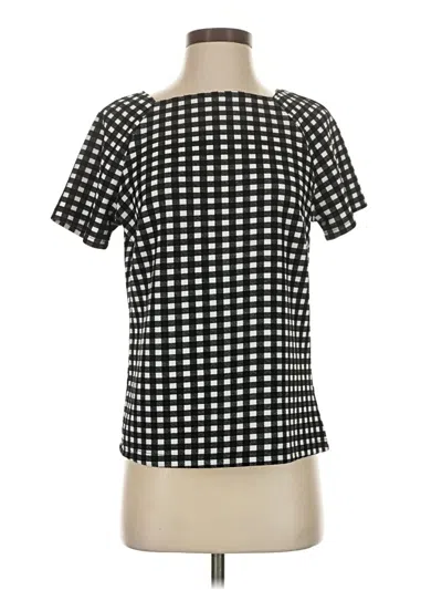 Pre-owned Jules & Leopold Short Sleeve Top Black Houndstooth Pattern Square Neckline Tops