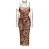 Julfer Janet Abstract-print Midi Dress In Brown